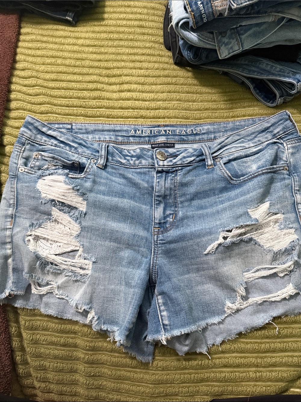 American Eagle Outfitters Light Wash Distressed Denim Cutoff Shorts